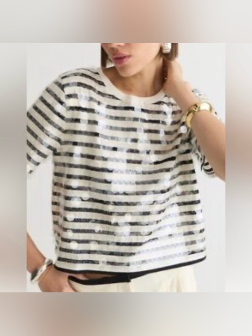 J.Crew sequins striped tee NWT XL